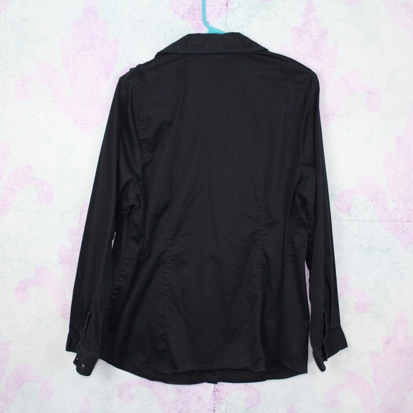 Lane Bryant Black Cotton Spandex Stretch Button - Picture 2 of 4